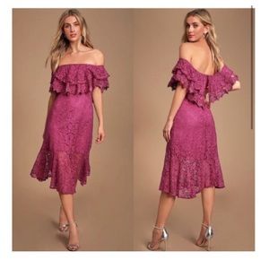 Lulu’s Jaclyn Lace Off the Shoulder Dress (SMALL)